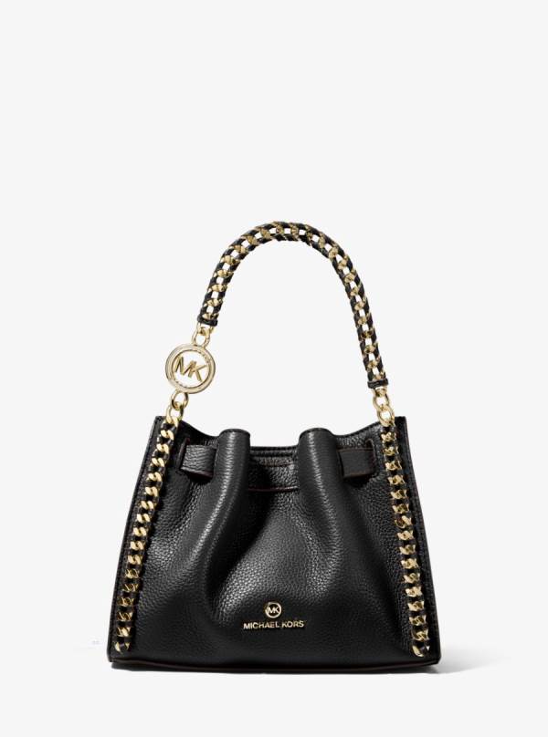 Damske Satchel Taske Michael Kors Mina Small Pebbled Leather Čierne - Kabelky Michael Kors Levně | BAKXH-6205